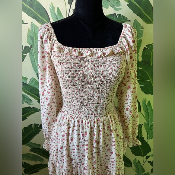 CJLA Talia Dress Long Sleeve Floral Midi Boho Peasant Rose Size S NWOT - Picture 3 of 8